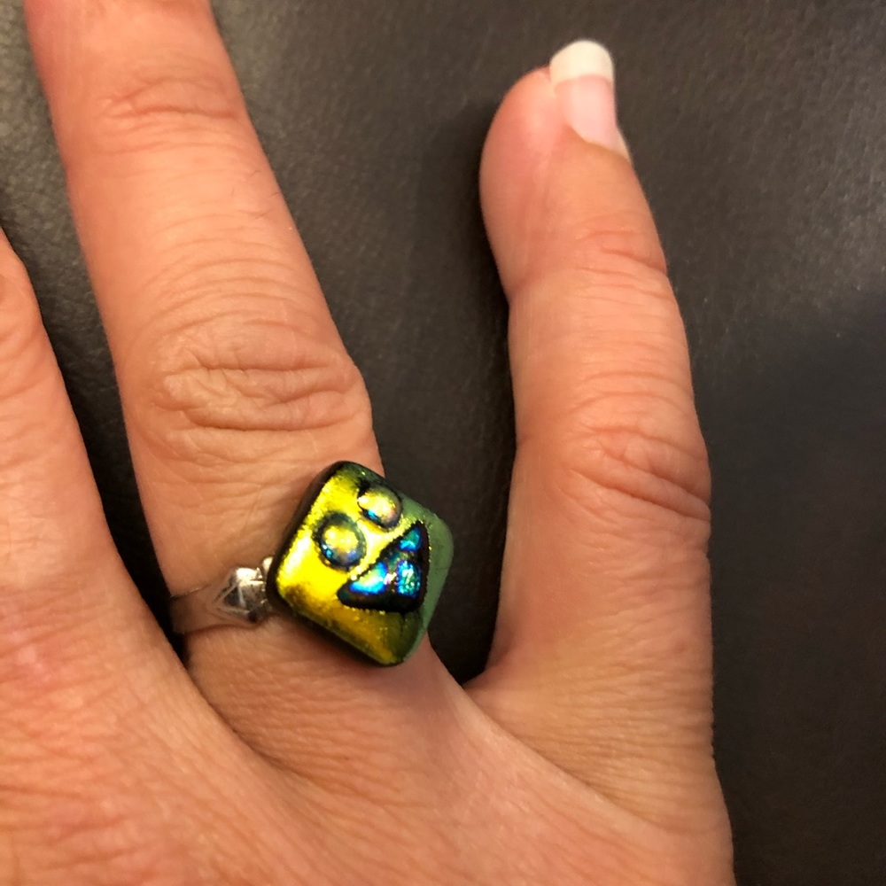 NEW Anthropologie geometric glass boho ring